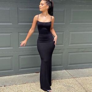 Vici | Black Strappy Bodycon Dress with Shapewear Size L